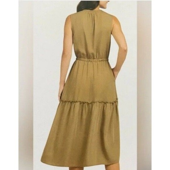 NWT Lands' End Ladies' Tiered Midi Dress Tan - Picture 2 of 2